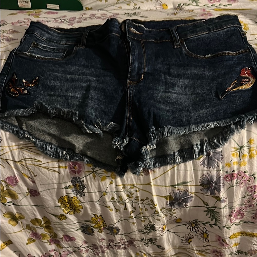 Denim Frayed Hem Women's Shorts